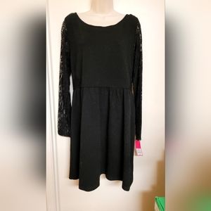 Black Xhilaration Target Mini Dress w Long Lace Sleeves XXL